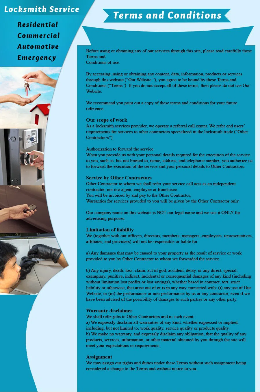 Phoenix Lock And Locksmith Phoenix, AZ 602-687-1794 - TermsAndCondition-1